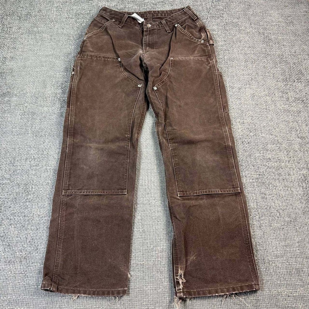 Carhartt WB136 Double Knee Carpenter Pants Womens 26x30 Brown Distressed Faded